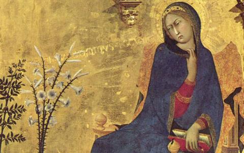 Simone Martini: Annunziazione (Örömhírvétel) részlet 1333